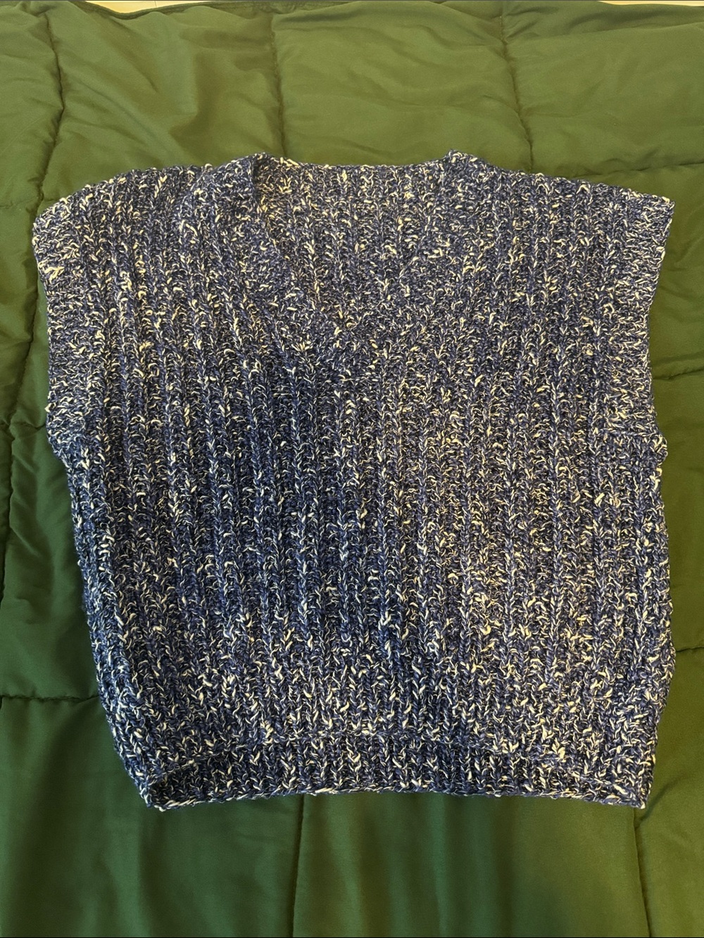 Blue Marled V-Neck Knit Sweater Vest